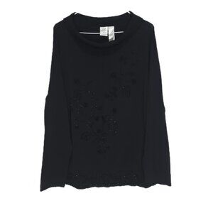 1279 Emma James 90's Vintage Plus Beaded Front Long Sleeve Pullover Top Sz.1X